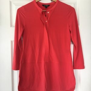 Ralph Lauren red/pink tunic with henley neck NWT